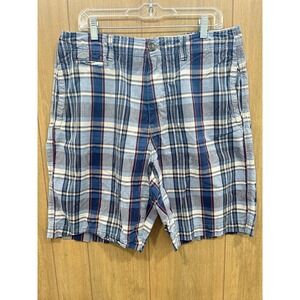 American Eagle Men's Flat Front Plaid Shorts Size 33 Summer Casual‎ Multicolor